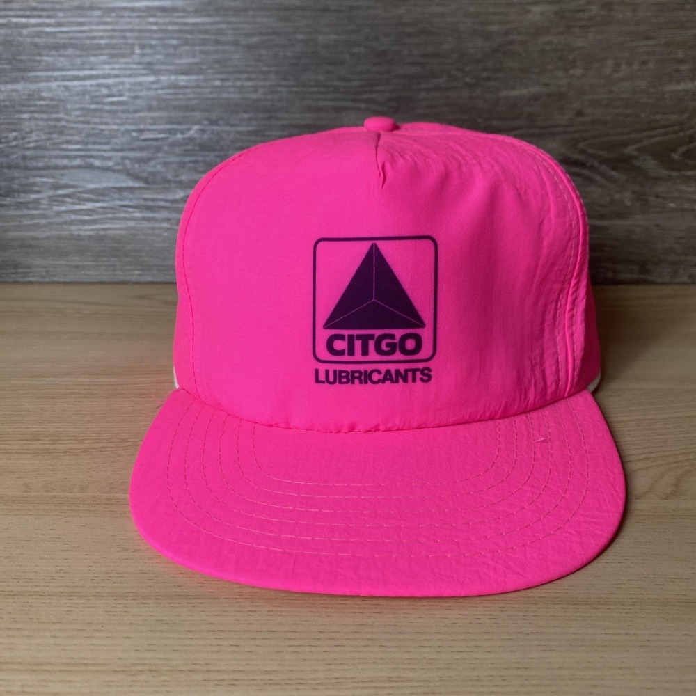 Vintage Citgo Hat Cap Snap Back Pink Lubricants Promo Advertising Mens 90s